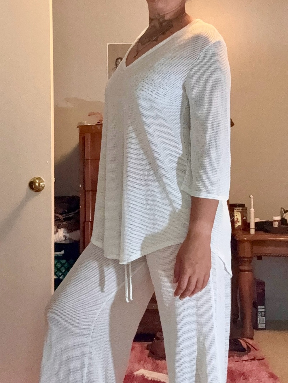 Jordan Taylor Cream Knit V-Neck Lounge Set